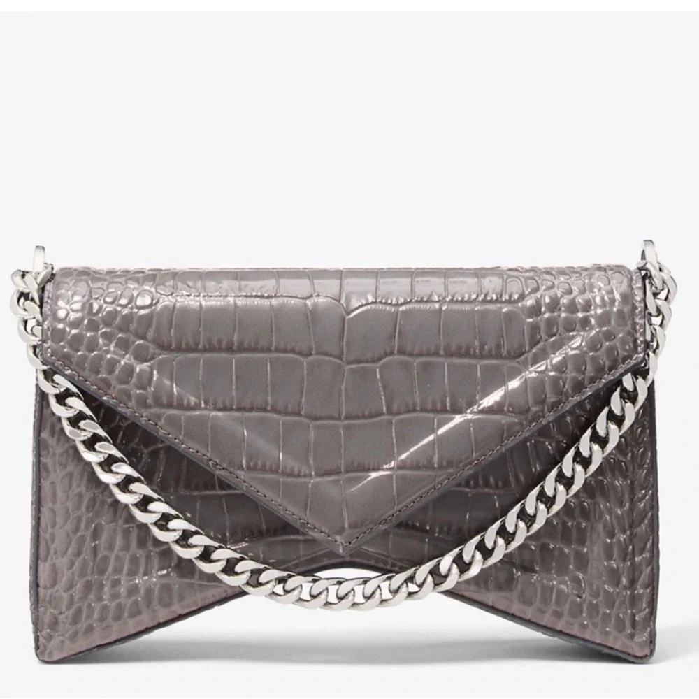 Michael Kors Collection Manhatta Medium Crocodile Embossed Patent Leather Bag - Picture 2 of 12